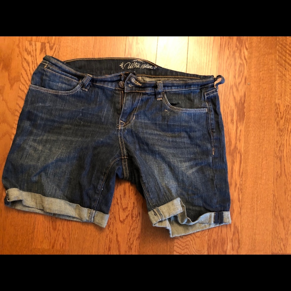 Old Navy Blue JeanShorts Womens Cuff Stretch Sz6